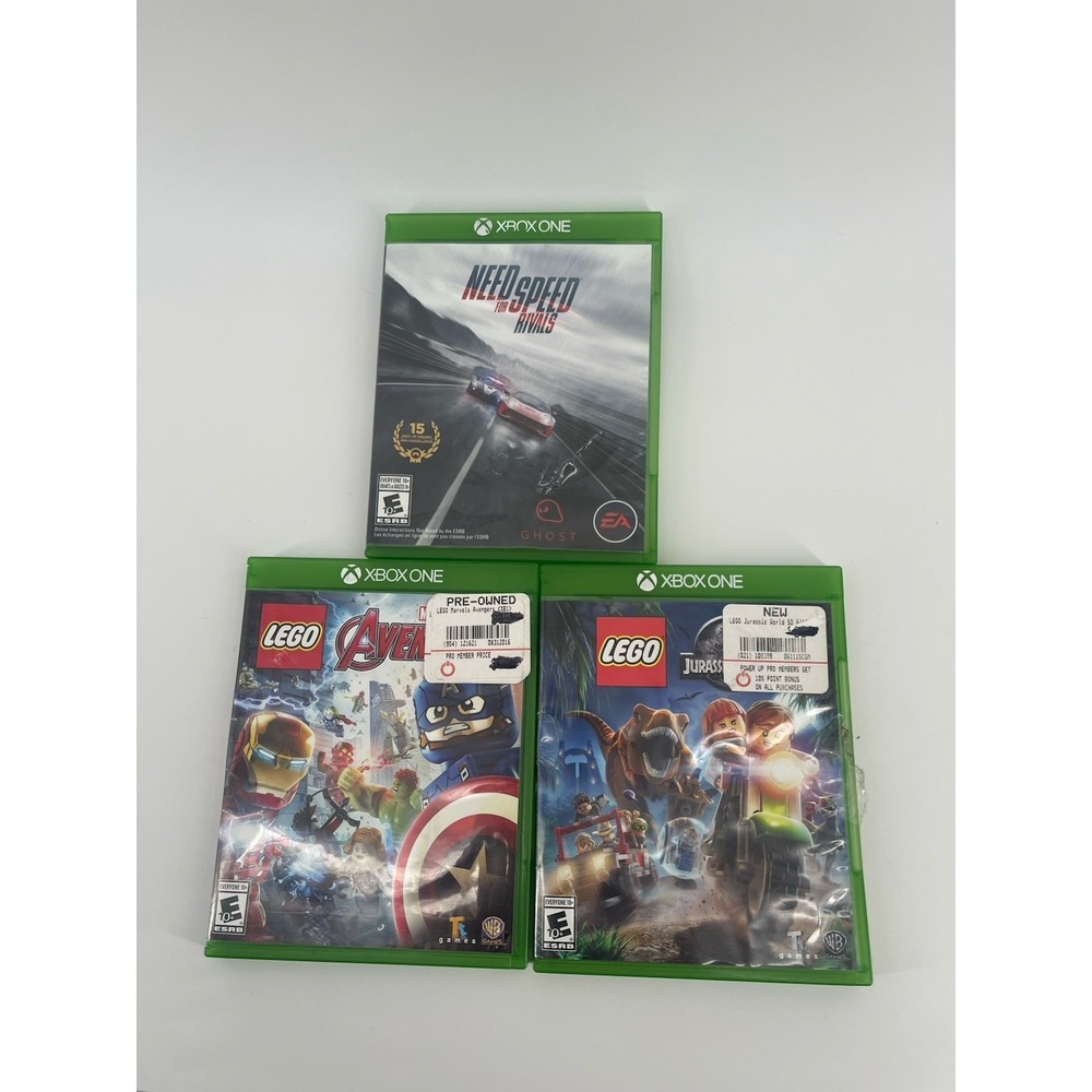 Xbox One Lot of 3 Games LEGO Avengers Jurassic World Need for Speed